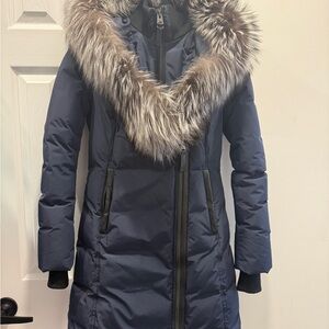 Mackage Kay Women's Navy Parka with Faux Fur Trim